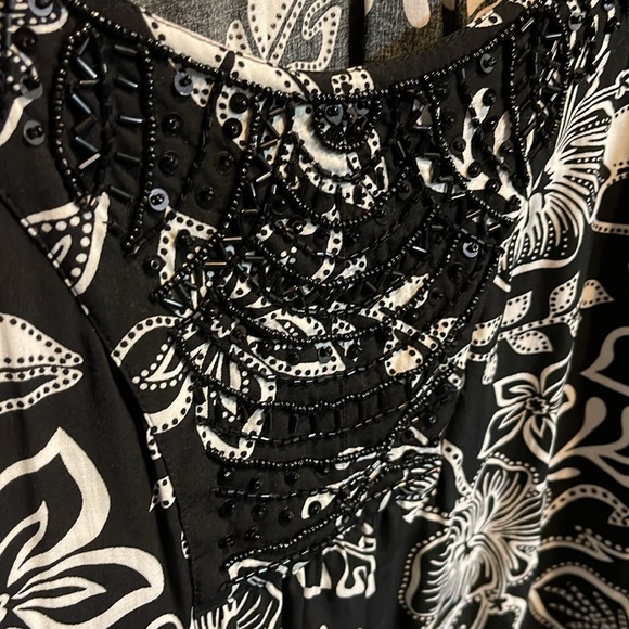 Beaded Neck Patio Casuals  by Cabernet Caftan Maxi Dress - Picture 4 of 12